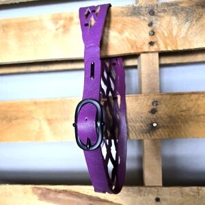 Diesel Purple Leather Cutout Belt